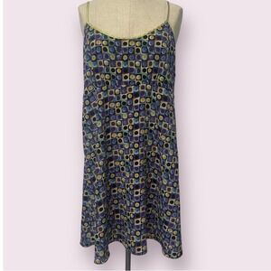 Y2K Women L Babydoll Slip‎ Dress Colorful Satin Nightgown Geometric Whimsigoth